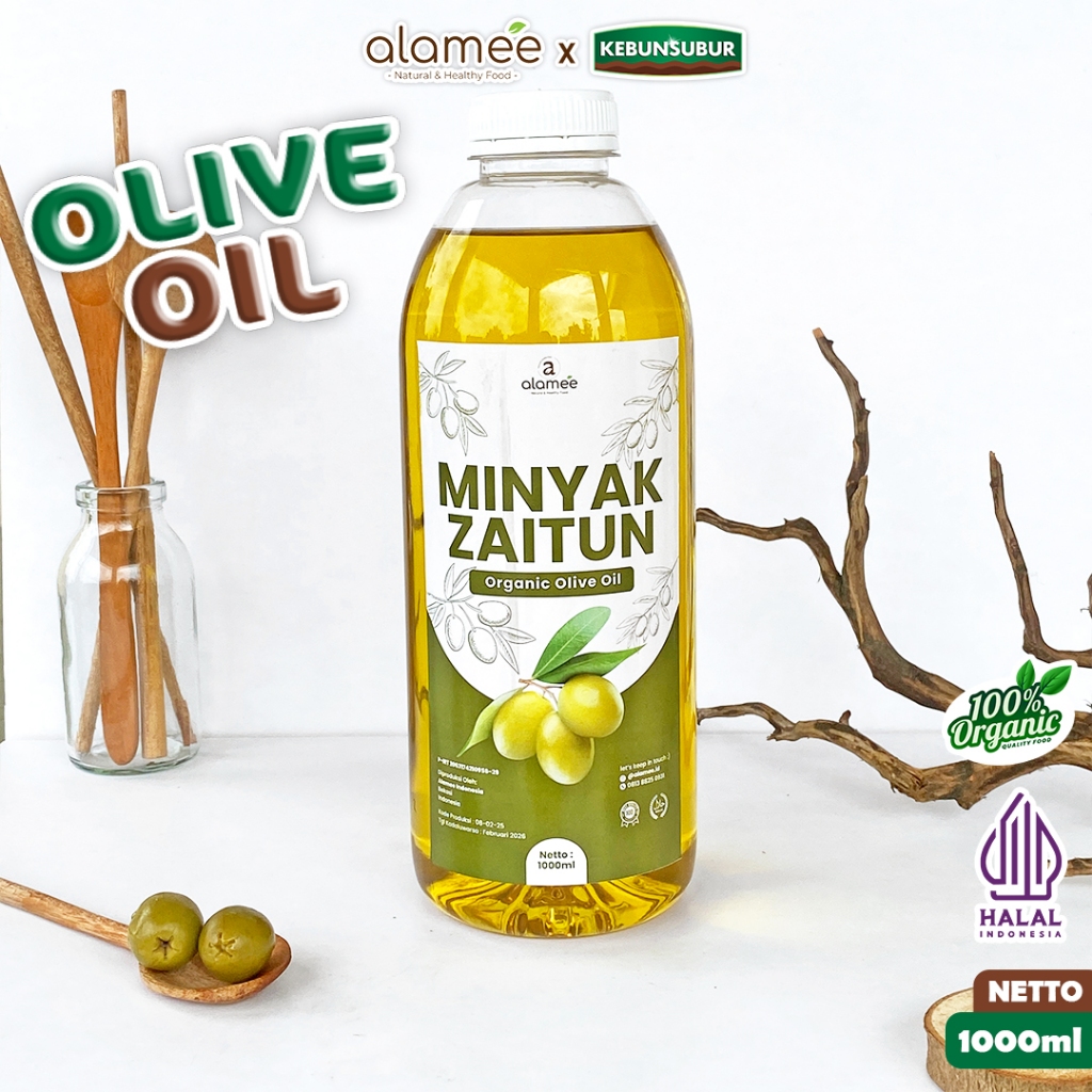 

ALAMEE Minyak Zaitun Murni Untuk Diminum Olive Oil Extra Virgin Organic Organik Masak EVOO 1000ml Kebunsubur