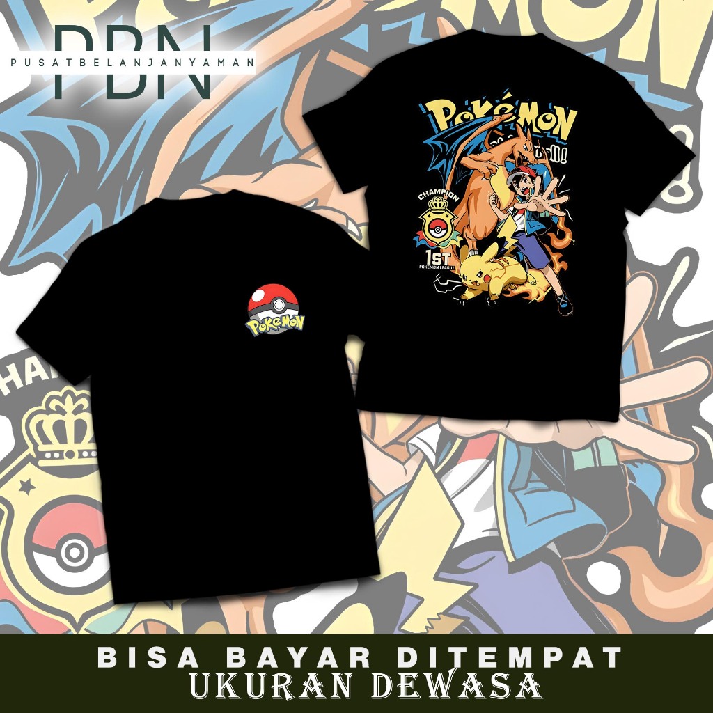 KAOS DEWASA POKEMON 2 KAOS PREMIUM DEWASA BAJU UNTUK PRIA DAN WANITA