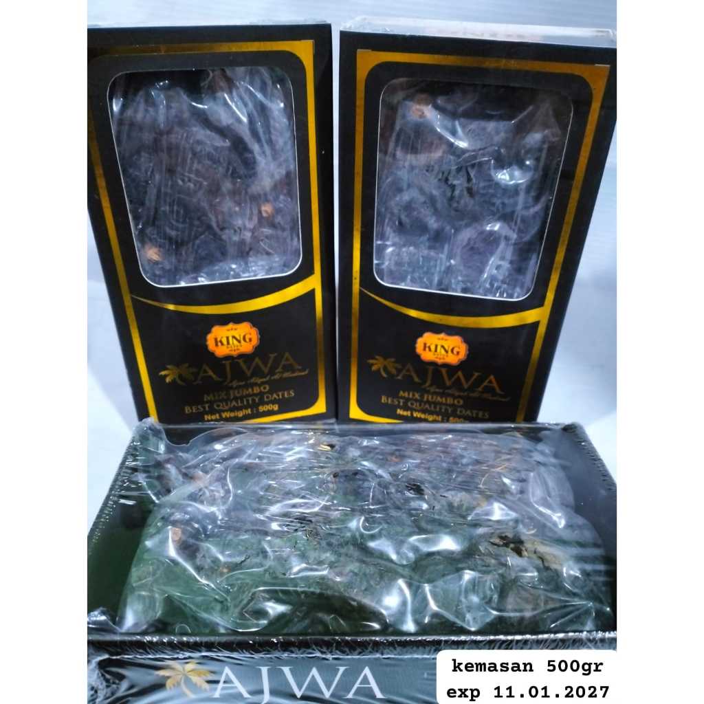 

King Dates - Kurma Ajwa Aliyah Jumbo Syifa 1kg / 500gr Kurma Nabi Ajwa Madinah Premium