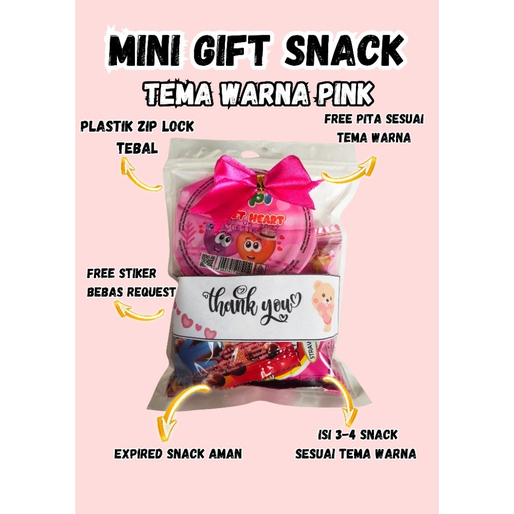 

MINI GIFT MINI HAMPERS MINI SNACK PARSEL MINI TEMA WARNA PINK MERAH MUDA