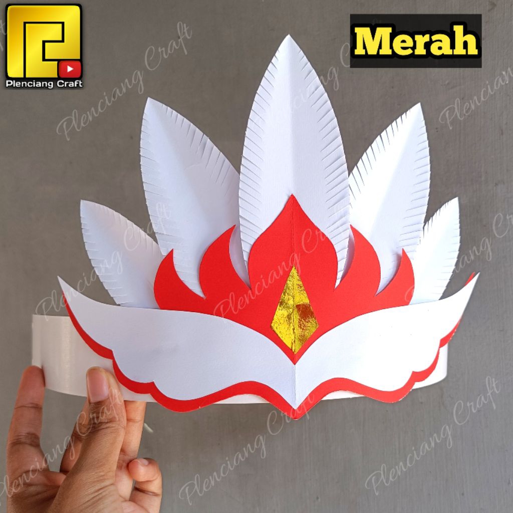 [PL.B] Hiasan kepala bulu Agustusan bahan kertas mahkota untuk karnaval/ tari adat / tugas sekolah t