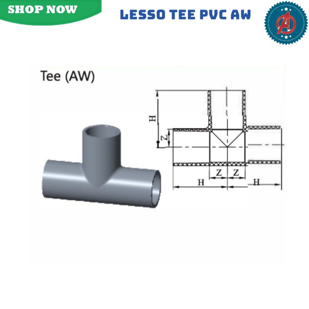 Tee AW PVC Lesso / Tee AW Lesso / Tee PVC AW 11/2'' - 21/2''