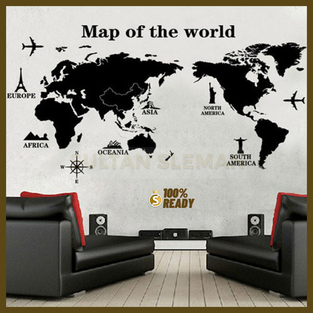 Sticker Wallpaper Dinding / Stiker Dinding / stiker dinding aesthetic / Wall Sticker Map
