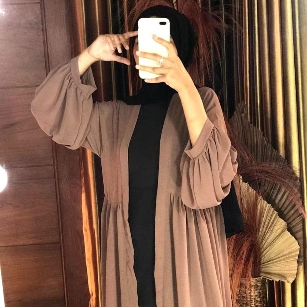 LONG OUTER LULU CARDIGAN Bahan Ceruty Babydoll  Remaja Kekinian