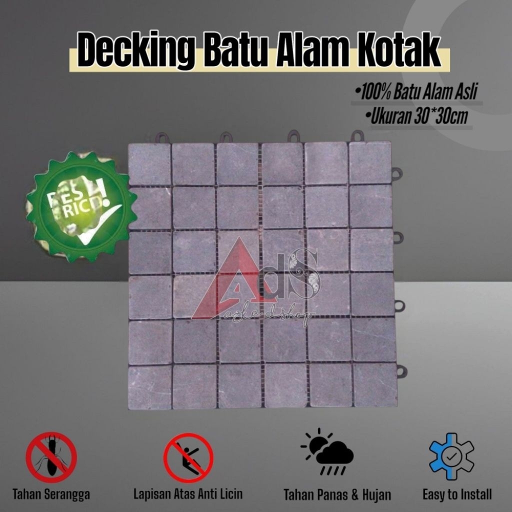 Decking Batu Alam Motif Kotak untuk Lantai Taman dan Teras Rumah