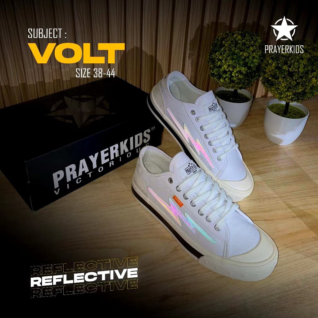 Prayerkids Reflektive Volt Sneakers Unisex Canvas - Hitam, Putih, Hitam Putih