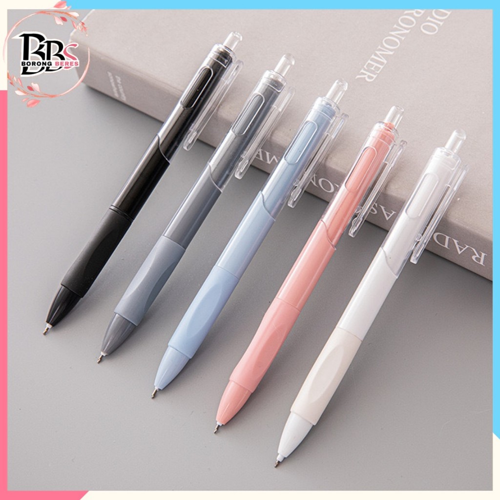 

BORES Pulpen Gel Retractable 0.5mm Pena Cetekan Warna Polos Tinta Hitam Pena Aesthetic Cepat Kering Pen Tinta Gel Mekanik Ujung Lancip Bolpoin Cetek Alat Tulis Kantor Cute Ballpoint School Stationery ATK Murah