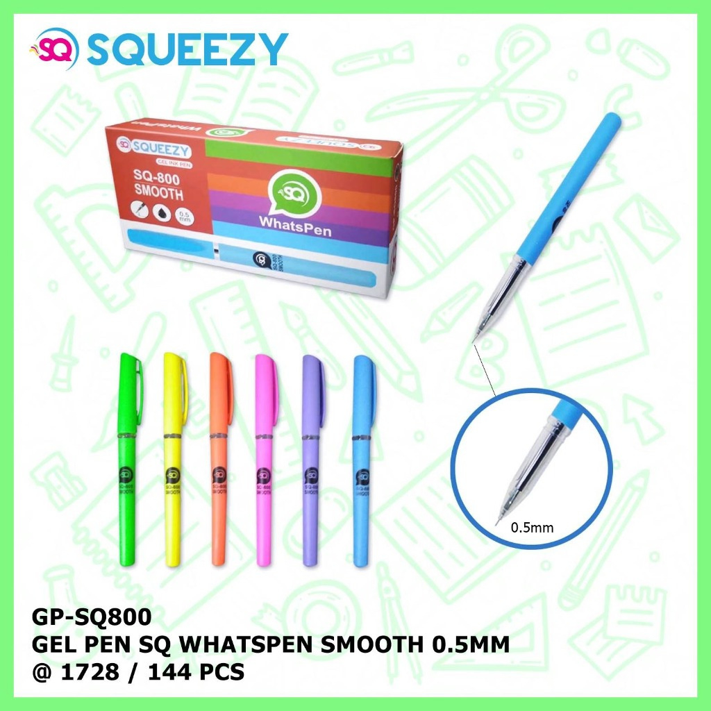 

Gel Pen Whatspen Squeezy GP SQ-800 STABILLO COLOR Per Pcs Motif Random / Bolpoint gel ink squeezy SQ-800 SMOOTH 0,5 MM