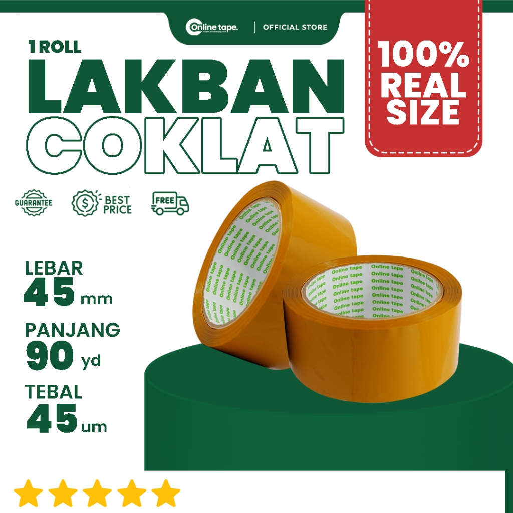 

Lakban Coklat 45 MM X 90 Yard PURE UKURAN REAL Tebal Kuat Isolasi solatip perekat kuat tebal Termurah