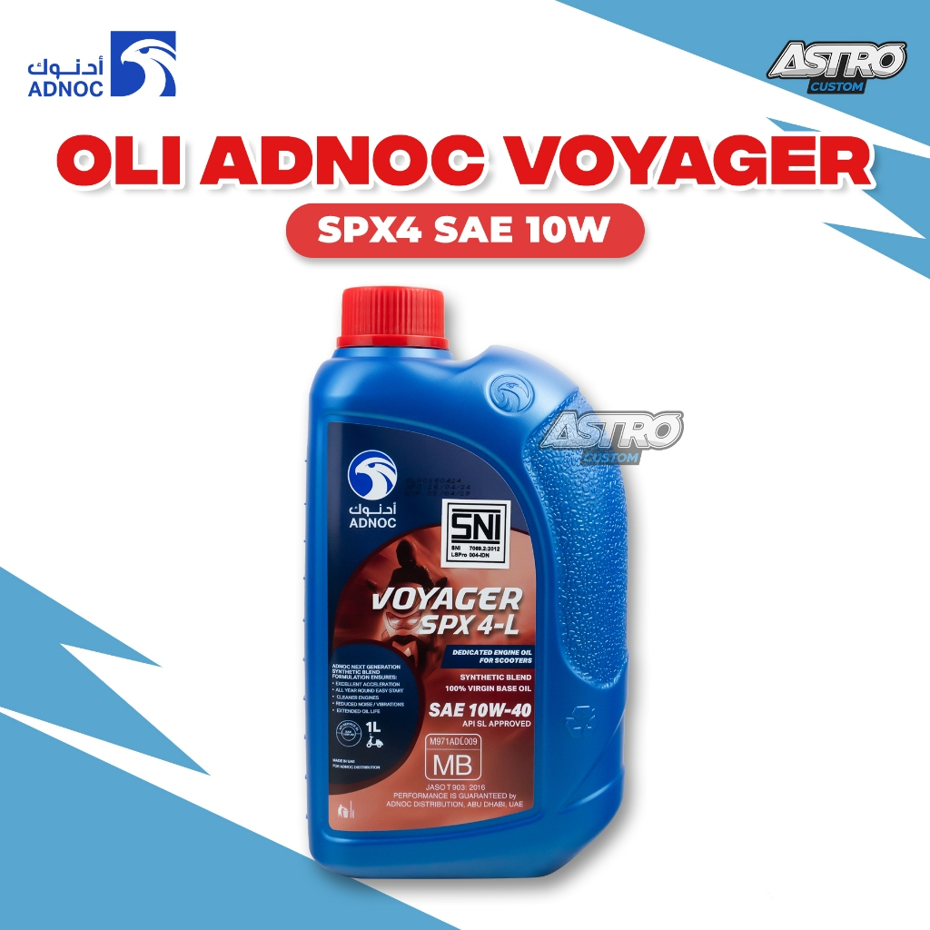 Oli Adnoc Voyager SPX 4-L SAE 10W-40 Beat Scoopy Fi Esp Genio Vario Semi Synthetic Oli Matic 1 Liter