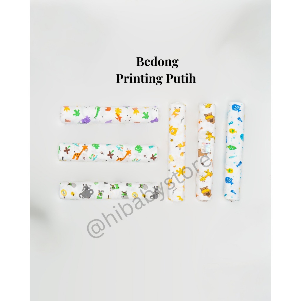 (6 Pcs) Bedong Bayi Printing Putih Animal USAGI