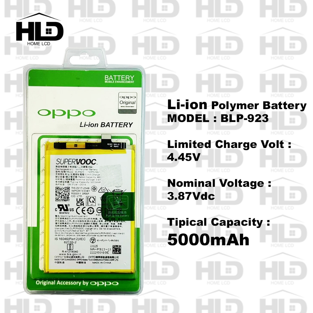 BATERAI BLP-923 OPPO A57 4G 2022/A575G/ A57S/A77 5G/A77S/A785G/A97 5G ORIGINAL BATRE