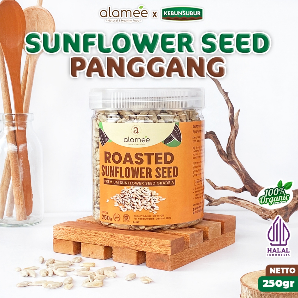 

ALAMEE Roasted Sunflower Seed Biji Bunga Matahari Kupas Oven Biji Kuaci Panggang 250gr kebunsubur