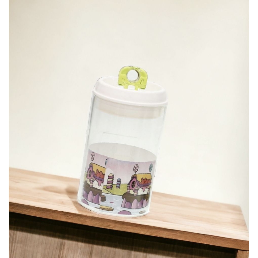 Toples VICENZA, Toples permen kaca GB453 Hijau dilengkapi tutup, tinggi 18,5 cm, kapasitas 1400 ml, 