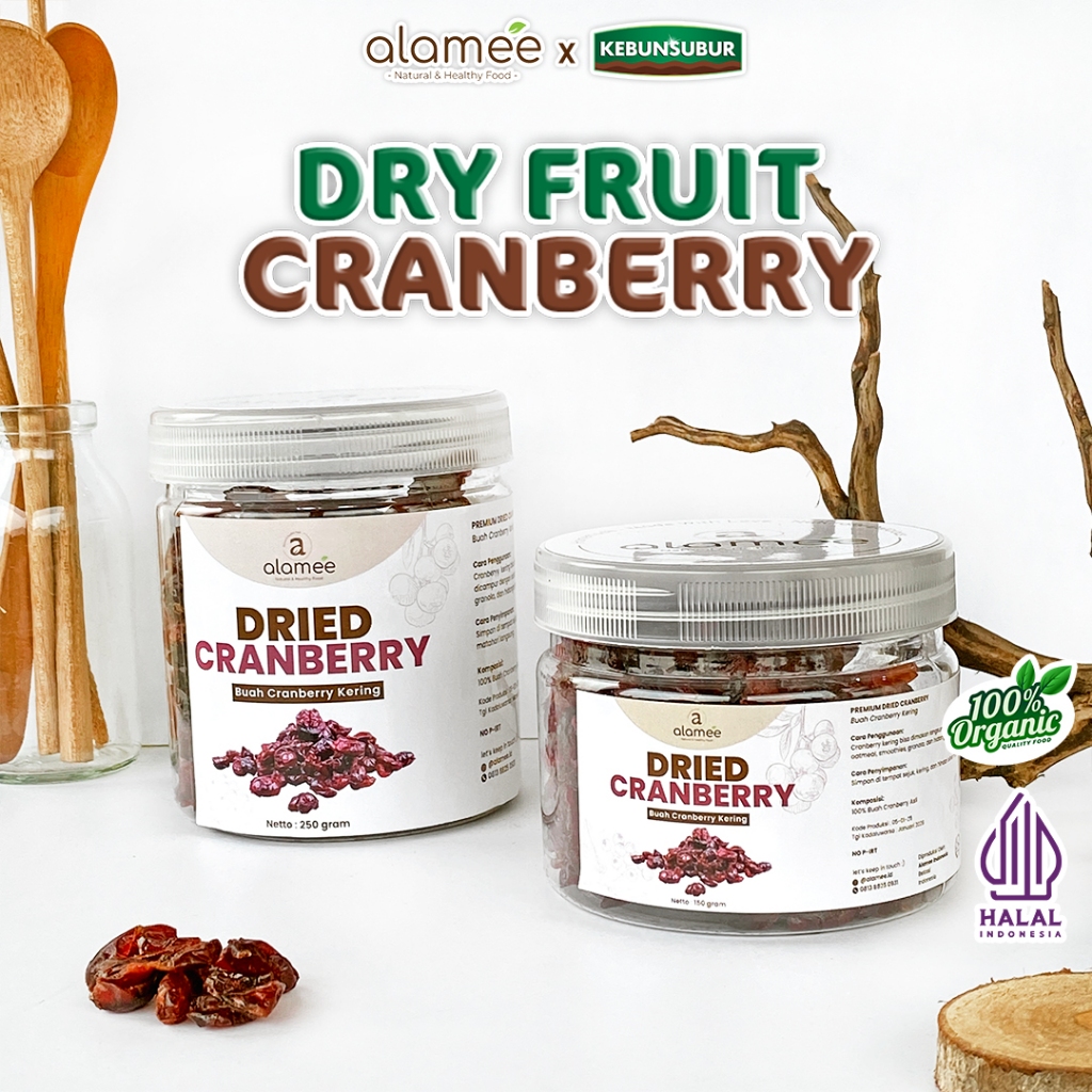 

ALAMEE Cranberry Kering Cemilan Buah Sehat Rendah Kalori Dried Cranberry Natural kebunsubur