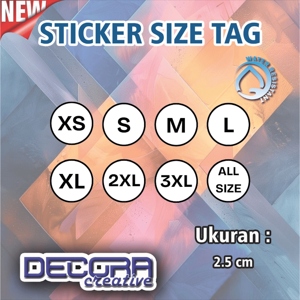 

(70 PCS) STICKER LABEL CROMO CIRCLE BNW SIZE TAG BAJU PAKAIAN TSHIRT