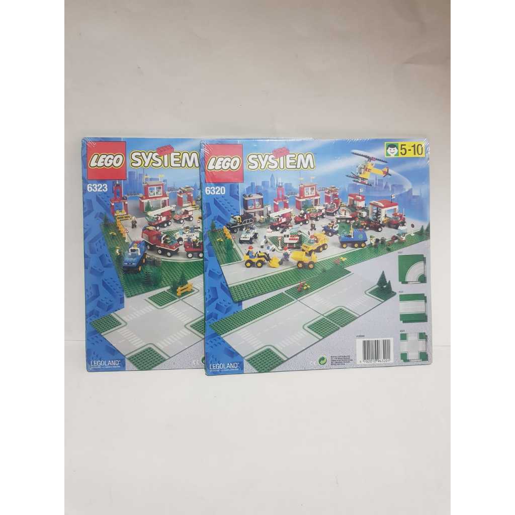 Lego System 6320 T Road plates dan lego system 6323 cross road plates baseplate