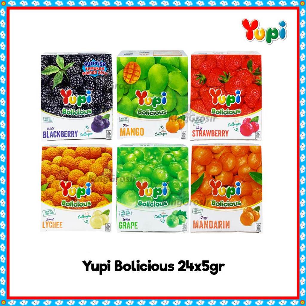 

Yupi Bolicious 1 BOX Isi 24 x 5gr Permen Yupi / Yupi Gummy Candy