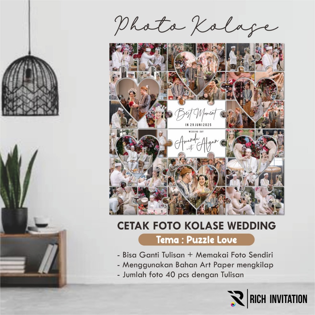 FOTO KOLASE CUSTOM - KOLASE TEMA PUZZLE LOVE - BINGKAI FOTO AESTHETIC