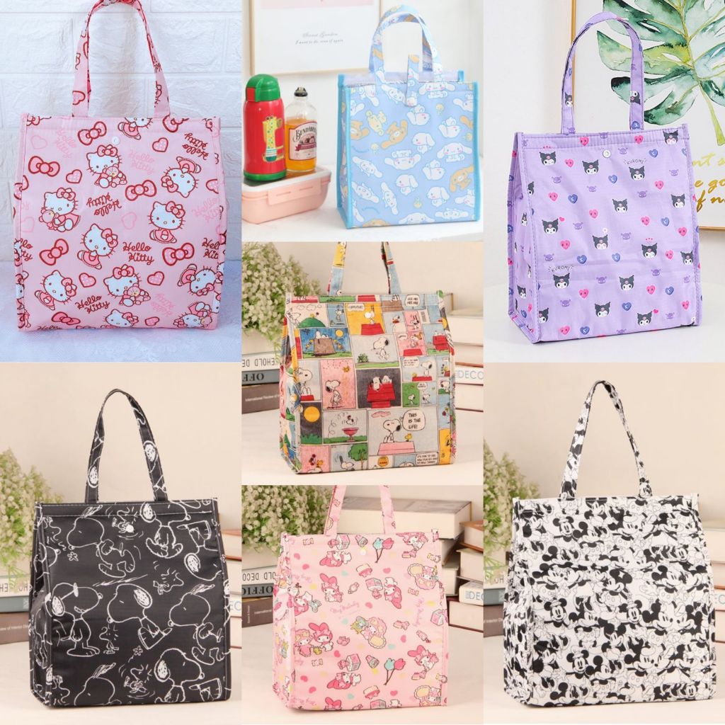 Lunch Bag Tas Bekal Anak Dewasa Thermal Kuromi Melody Snoopy Hello Kitty Pooh Cinnamoroll Mickey Mou