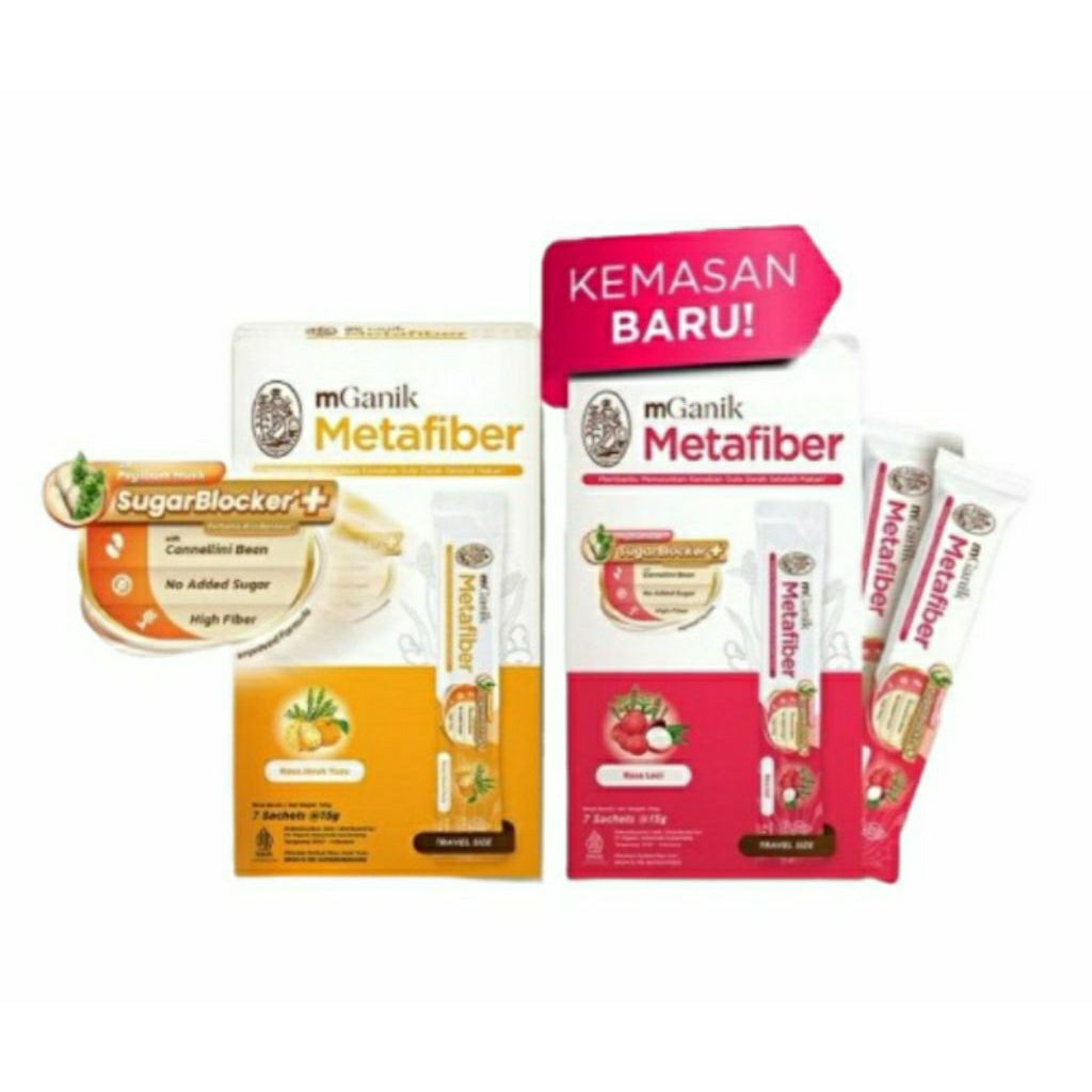 (ECER 1 SACHET) mGanik Metafiber SUGAR BLOCKER+Cocopandan Yuzu Travel Size Meta Fiber Obat Gula Dara