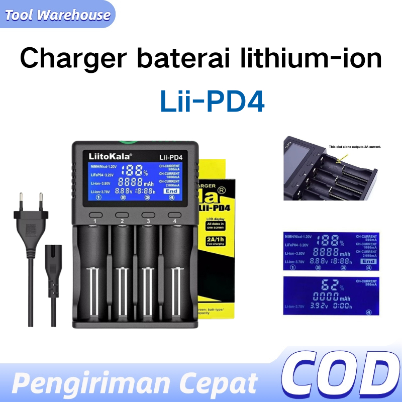 Liitokala Lii-PD4 Litokala Lii-PD4 Universal Smart Baterai charger Li-Ion LiFePO4