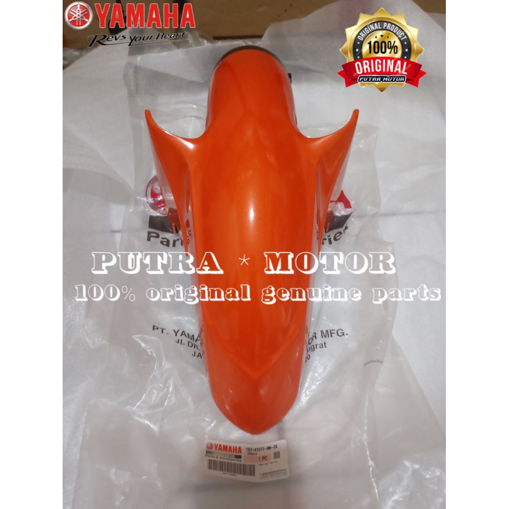SPAKBOR SLEBOR DEPAN FENDER FRONT ORANGE YAMAHA JUPITER MX 135 LAMA 1S7 100% ORI YGP