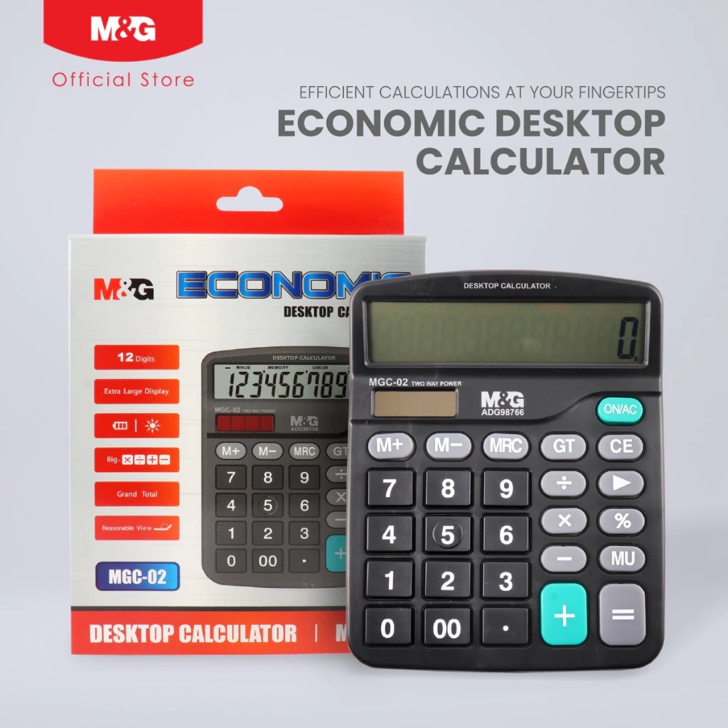 

M&G Kalkulator 12 Digit MGC-02 Best Selling 12 Digits Desktop Calculator, Two Way Power