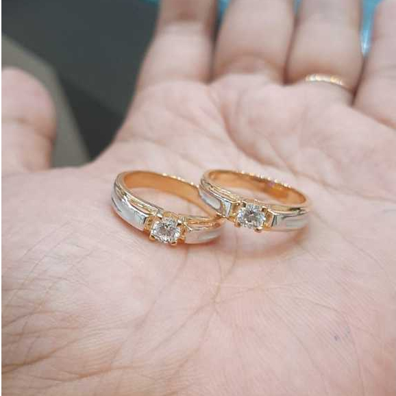 CINCIN COUPLE NIKAH WEDDING RING BATU ZIRCON KADAR 375 8K