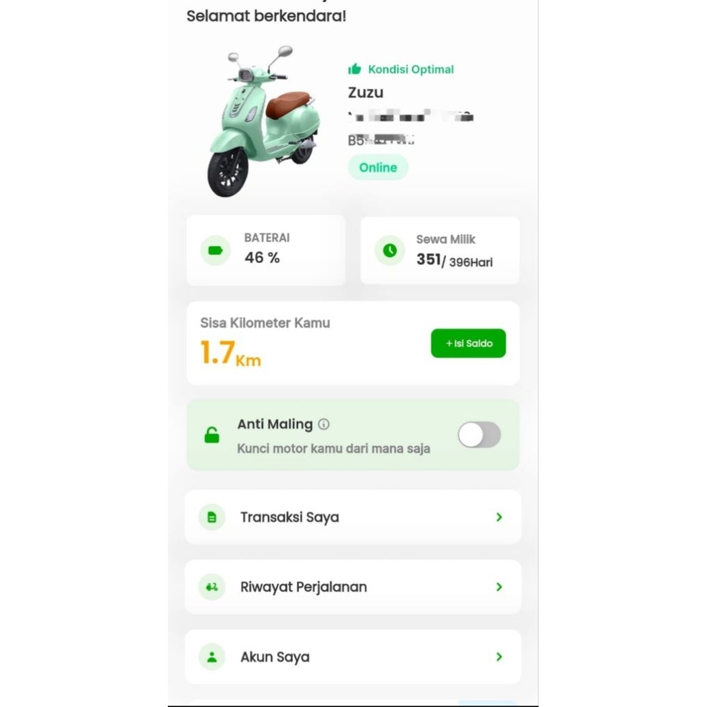 Motor Listrik Zuzu Toska likenew