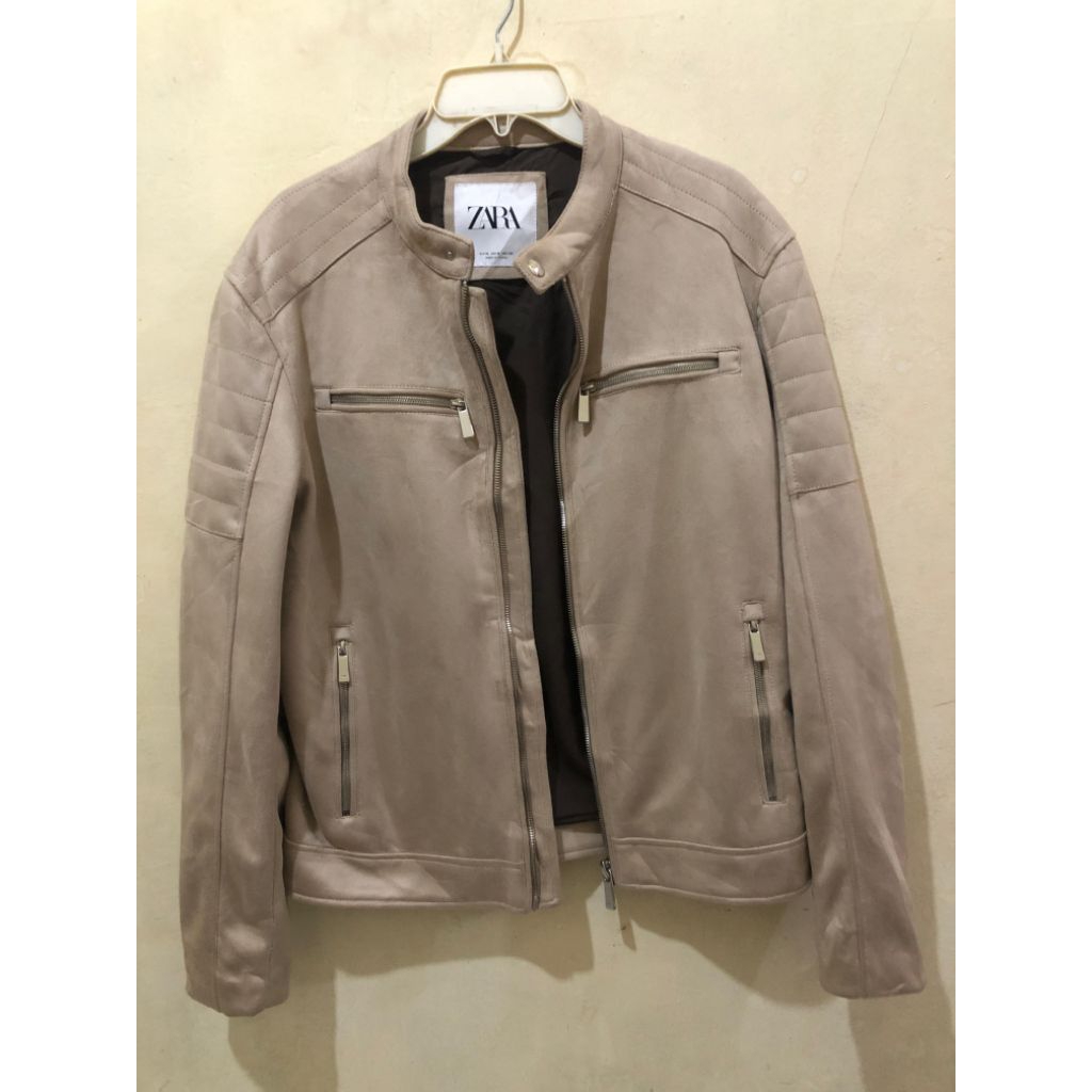 jaket bikers mewah zara man suede