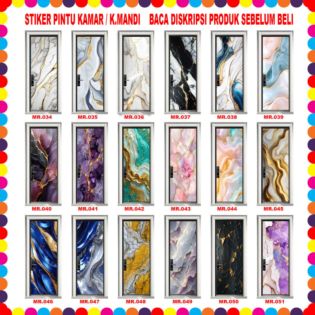 STIKER PINTU KAMAR / KAMAR MANDI MOTIF MARMER