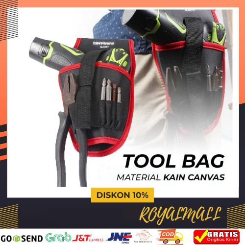 Tas Pinggang Perkakas Mesin Bor Tool Bag Fanny Pack / Tas Perkakas Bor Tukang Kayu Bangunan Bengkel 