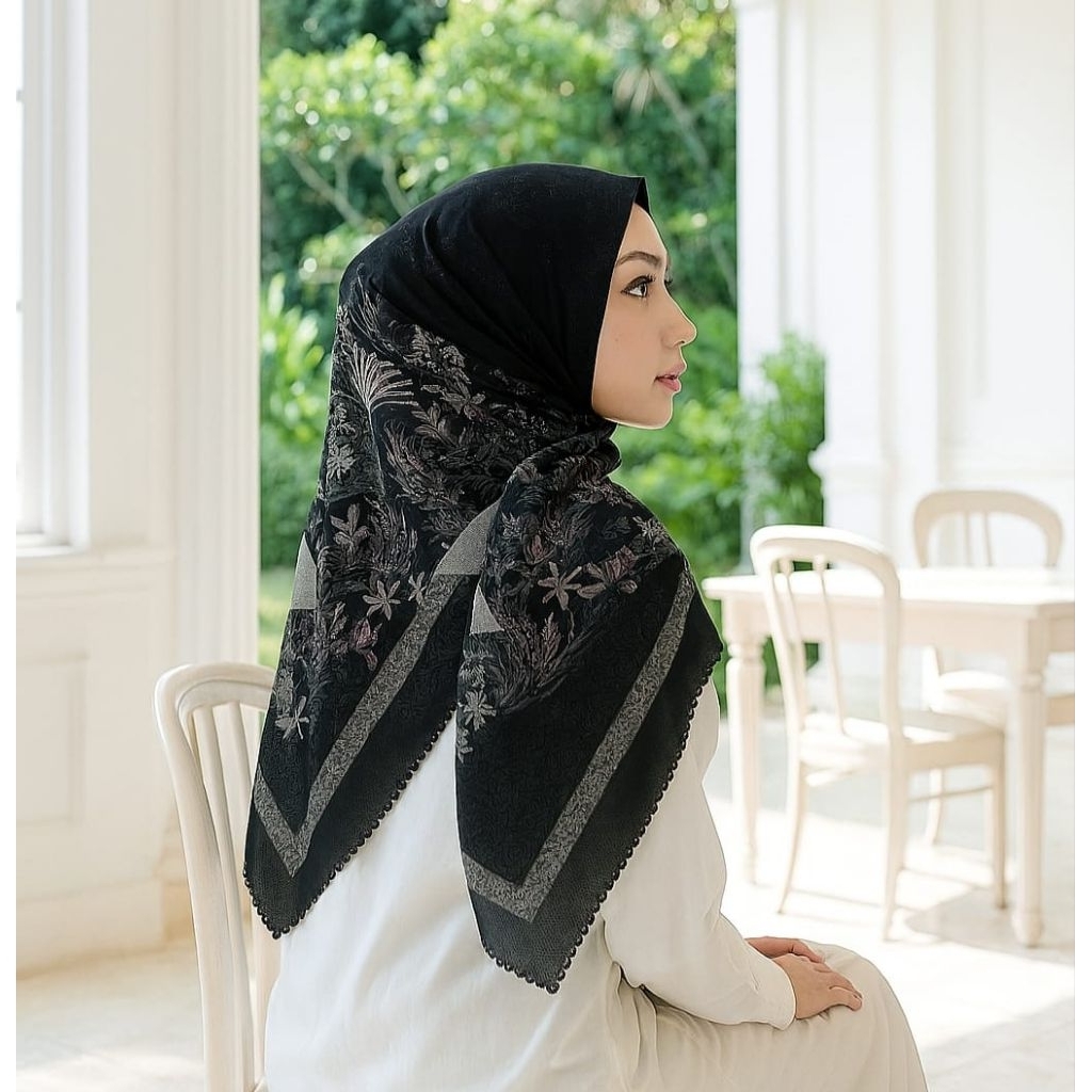 OBRAL TERLARIS RALESS HITAM / KERUDUNG SEGI EMPAT / JILBAB INSTAN / HIJAB TERBARU TERMURAH KEKINIAN 