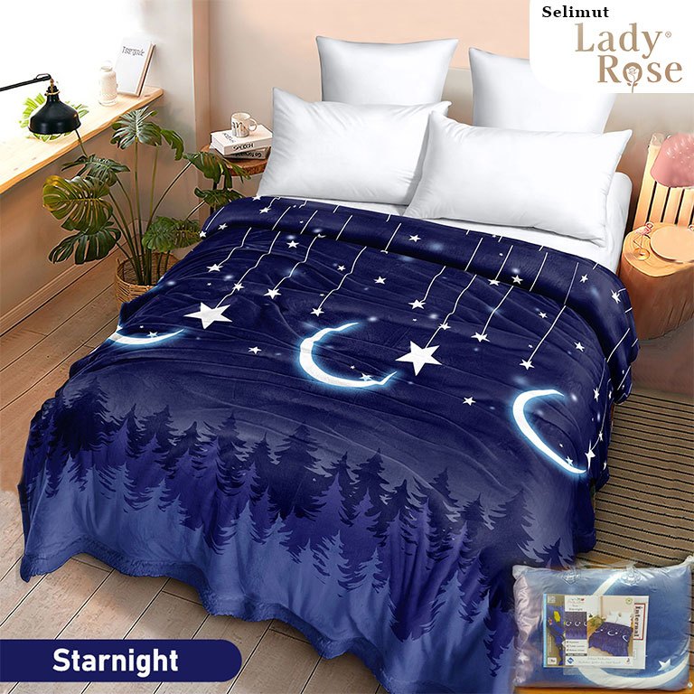 Selimut Lady Rose 160x200 Bulu Super Lembut - Selimut Dewasa & Anak Karakter Original K3L  STARNIGHT