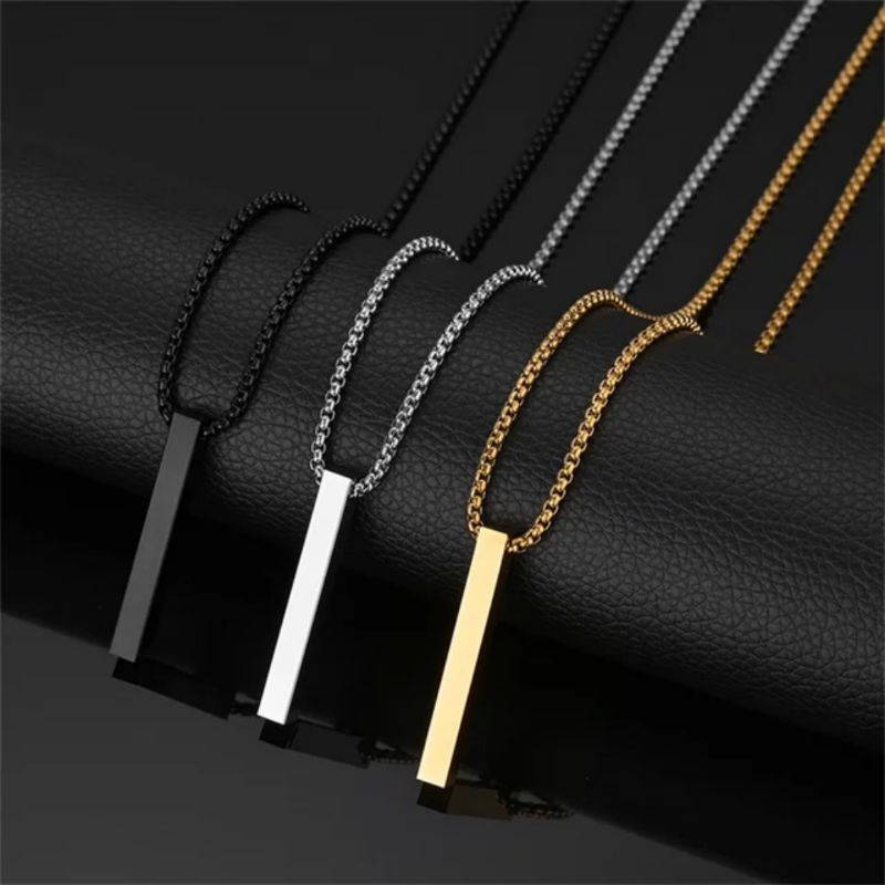 Kalung Titanium Pria - Kalung Balok Pria - Kalung Titanium Anti Karat