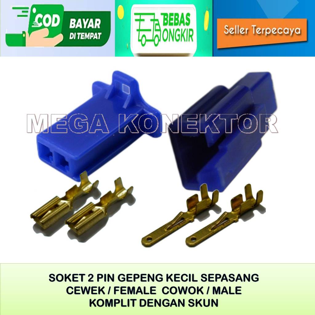SOKET KABEL MOTOR 2 PIN KECIL BIRU MALE FEMALE-SOKET –SOKET KABEL–2 PIN- SOKET KABEL 2 PIN NYLON