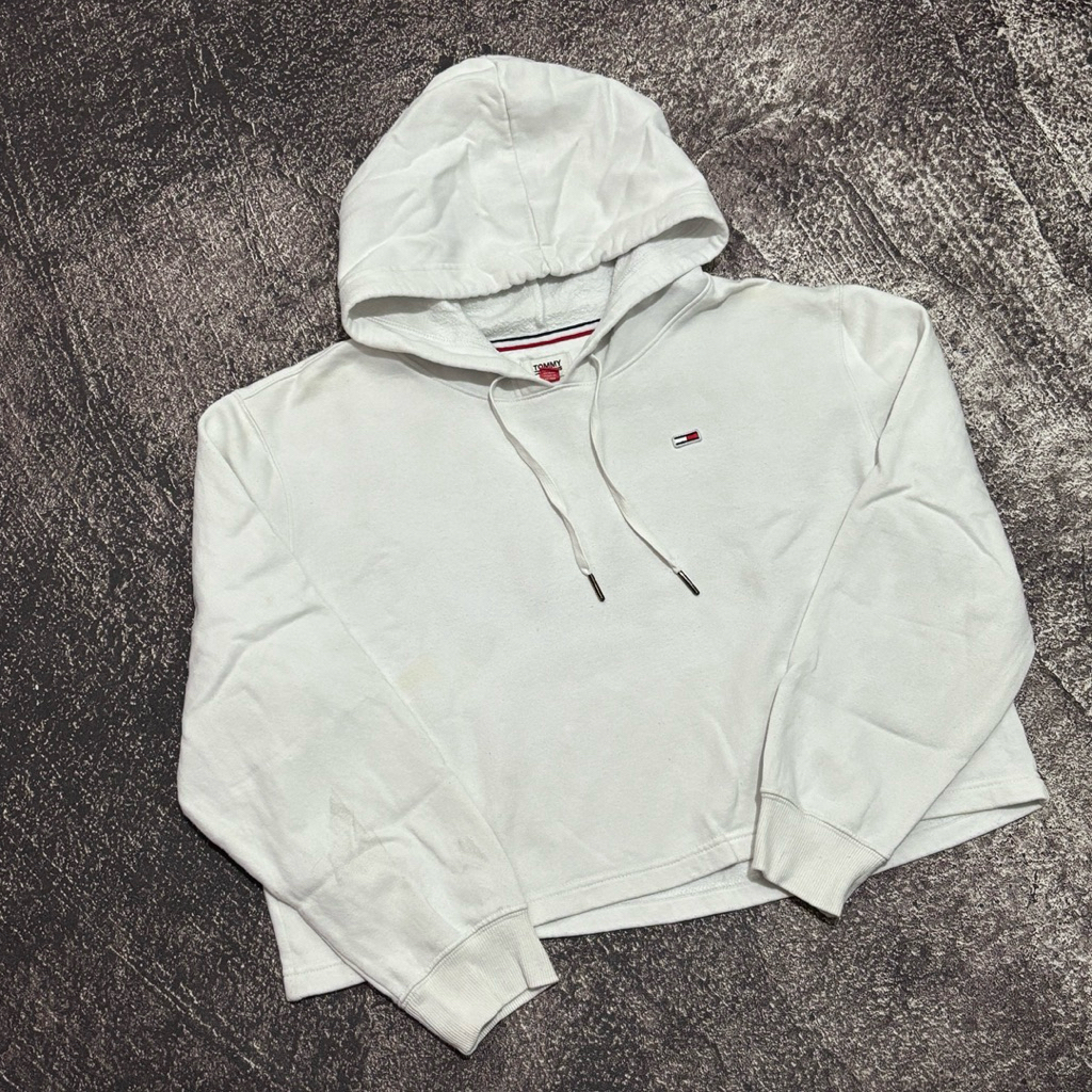 Hoodie Crop Putih Polos