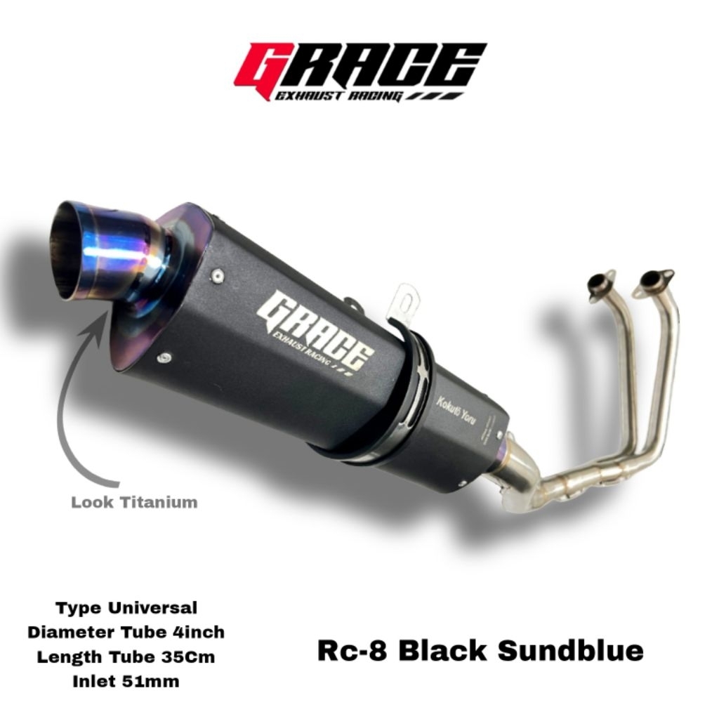 knalpot fullsystem R25/Mt25 Cbr250rr Ninja250 original Grace Type rc-8 black sundblue