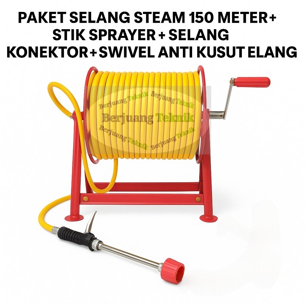 Selang Sprayer, selang steam, selang air 150 meter komplit gulungan dan stik