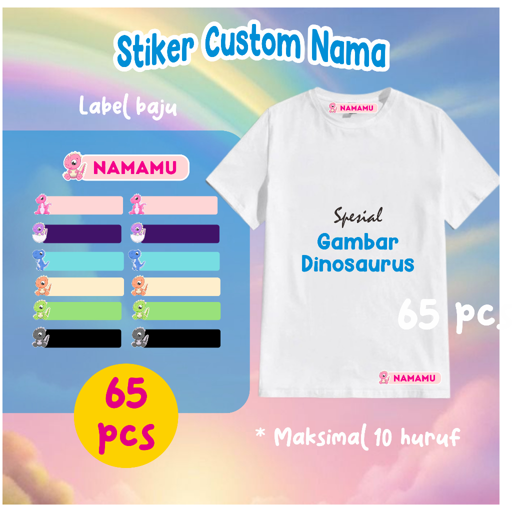 

Stiker Kain Custom 55 PCS Stiker Label Nama Kain Baju Anak Sablon Setrika sticker aesthetic custom