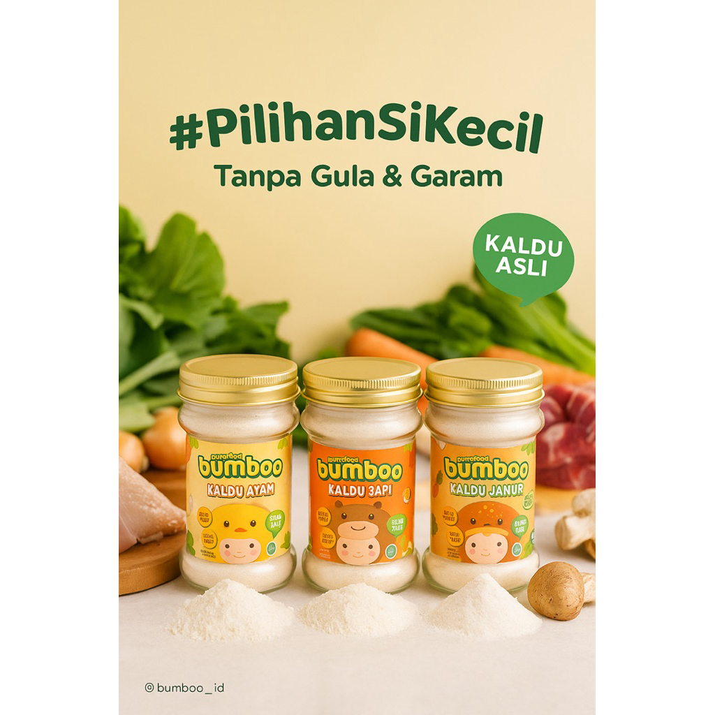 

BUMBOO Kaldu Asli - Kaldu Anak - No MSG - Tanpa Gula & Garam - Bahan Alami - Tambahan Sayur Asli