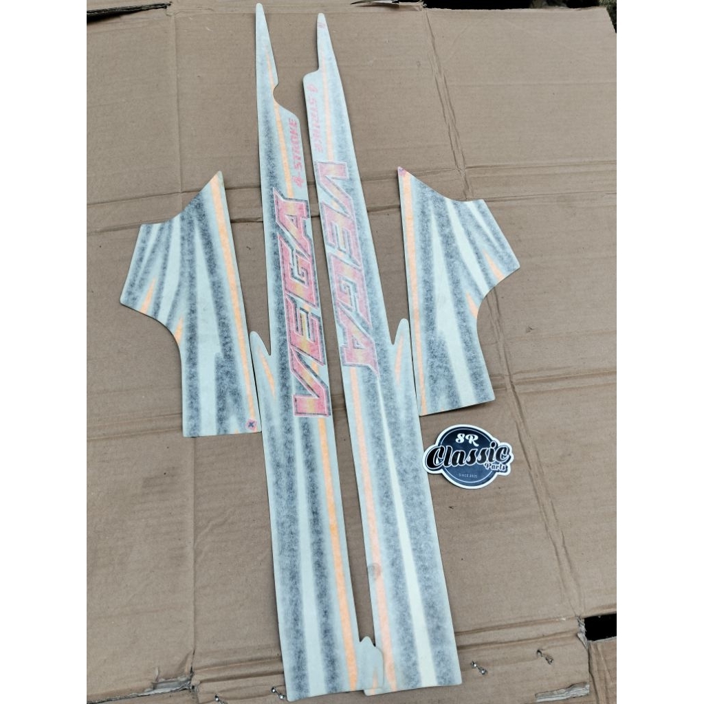 striping sticker list decal polet yamaha vega lama silver orange ritrama original