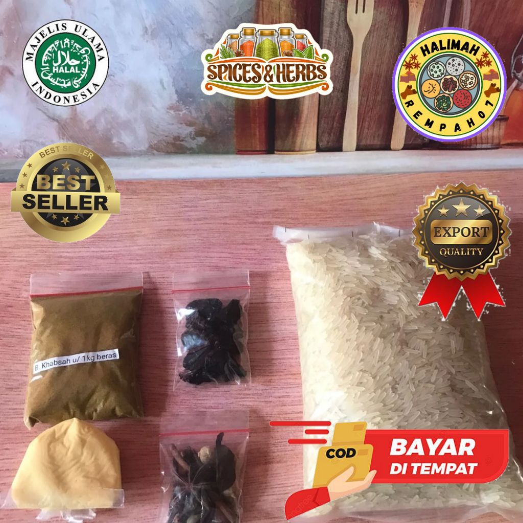 

Hemat beras basmati ukuran 1 kg lengkap dengan bumbu kebuli dan rempah-rempah