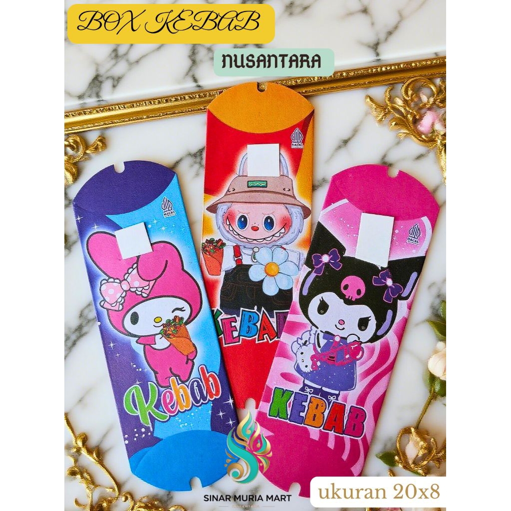 

Bungkus tempat kebab mini murah, Dus kemasan kebab isi 100 pcs, Wadah kebab labubu