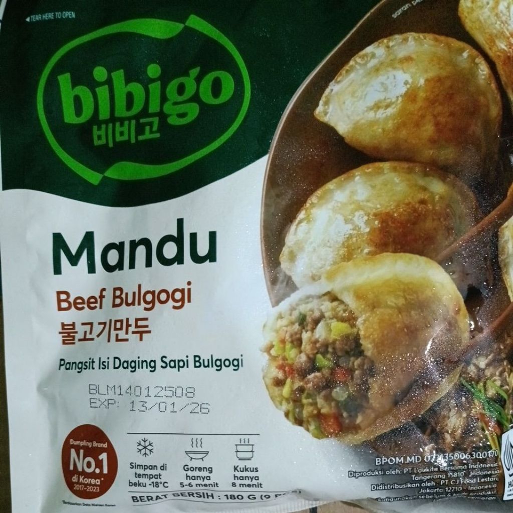 

CJ FOOD BIBIGO MANDU DAGING SAPI BULGOGI 180GR/ PANGSIT KOREA