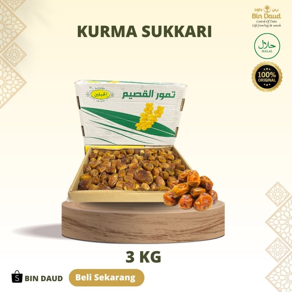 

Kurma Sukari 3 KG Premiun - Manis Legit, tekstur lembut, original Madinah