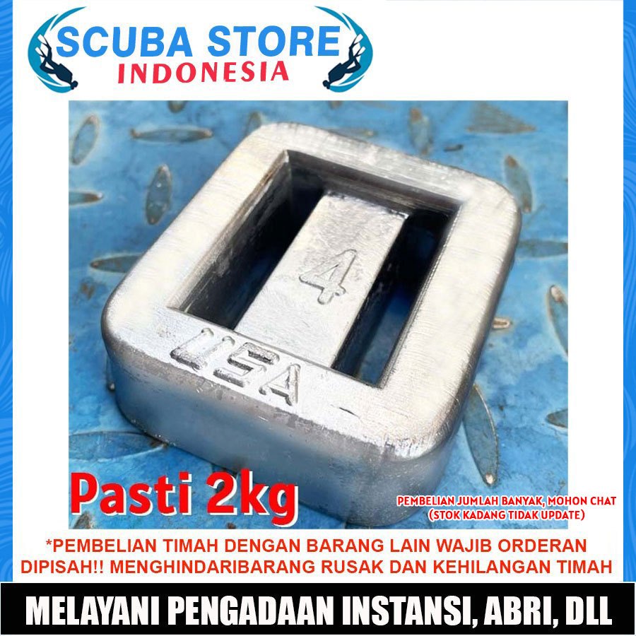 Timah Pemberat 2kg (2000 Gram) / Timah Pemberat Scuba Diving / Pemberat Freediving Spearfishing / Ti