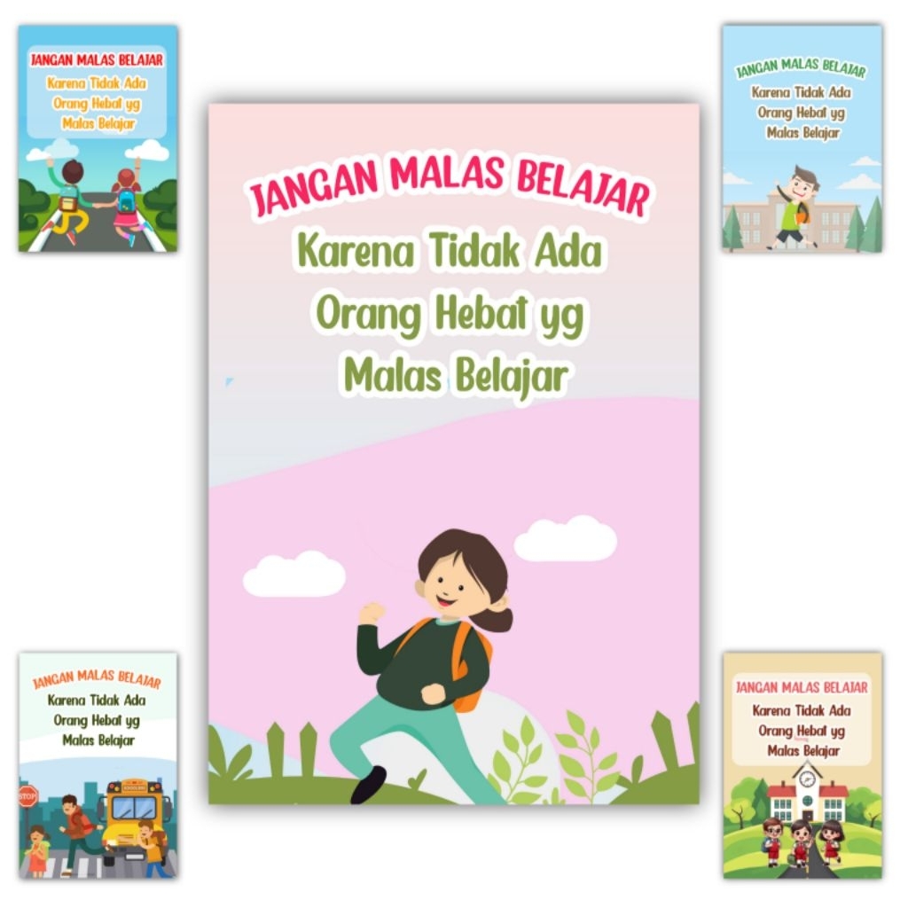 Hiasan dinding qoutes JANGAN MALAS BELAJAR Size 20x14 cm Poster dinding sekolah kata kata motivasi g