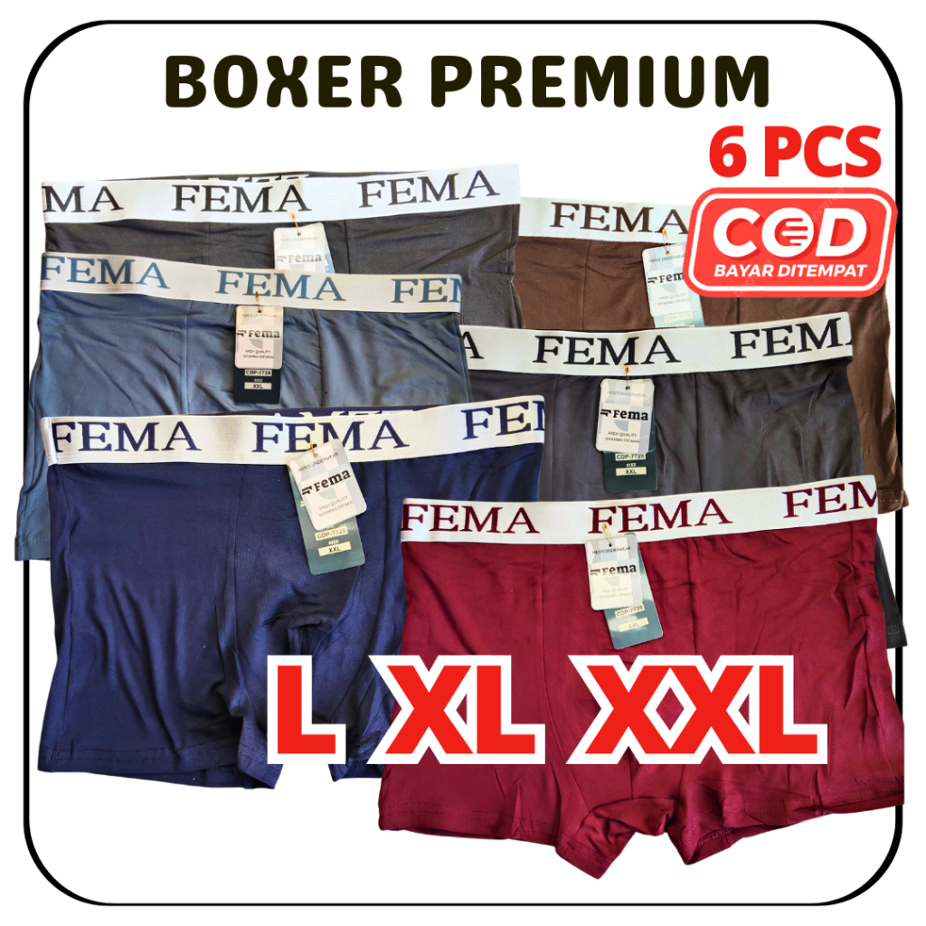 6 PCS celana dalam pria Model Boxer Pria Sport FEMA Lengzhi PREMIUM